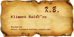 Kliment Balázs névjegykártya